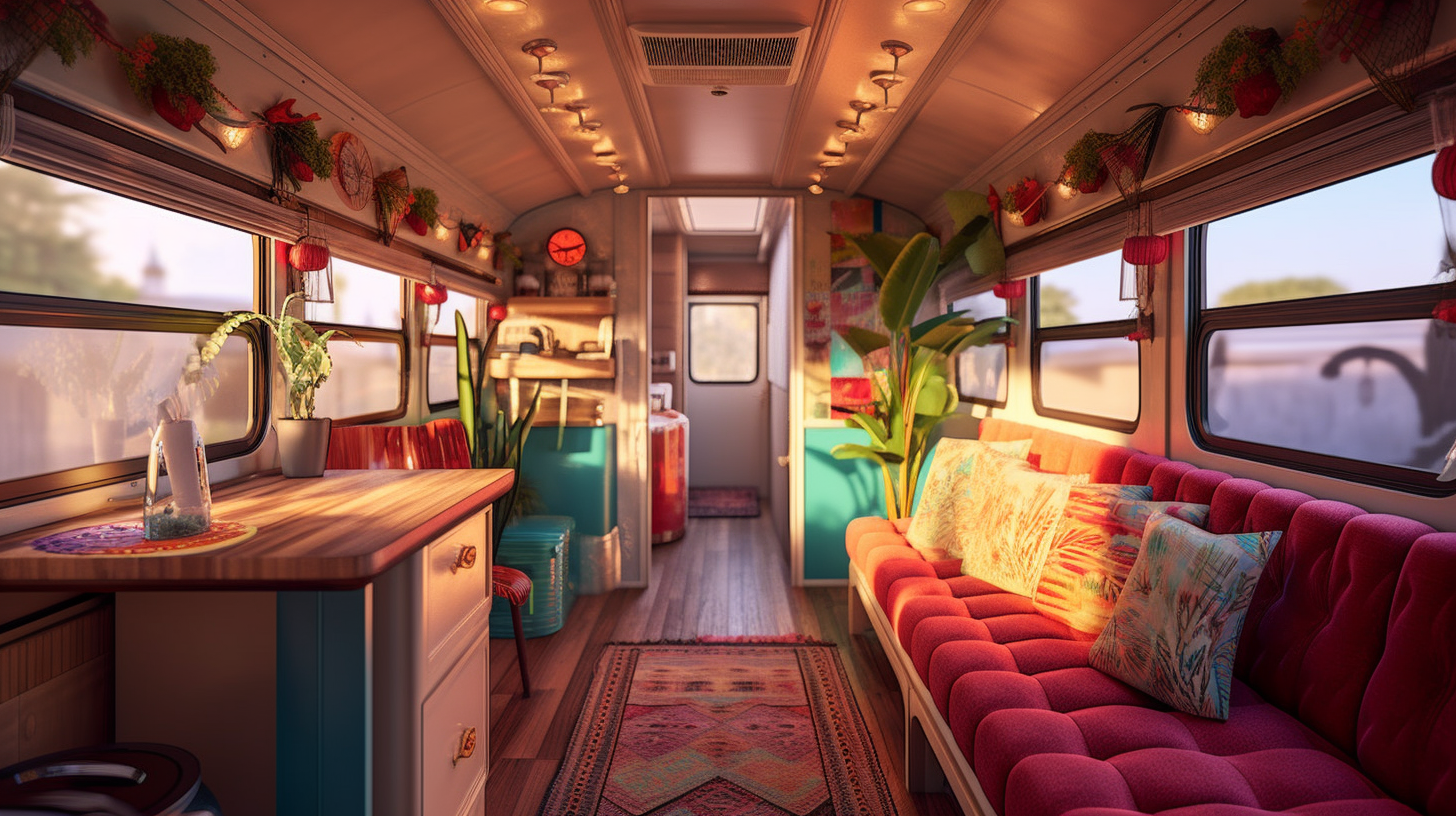 A Creative Journey: Transforming a Vintage Bus into a Cozy and Vibrant Tiny Home 🚎🏠