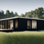 An image showcasing a minimalist, 680 sqft tiny house nestled in a serene forest setting
