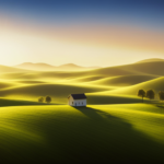 An image showcasing an expansive countryside landscape with rolling hills, adorned by lush greenery