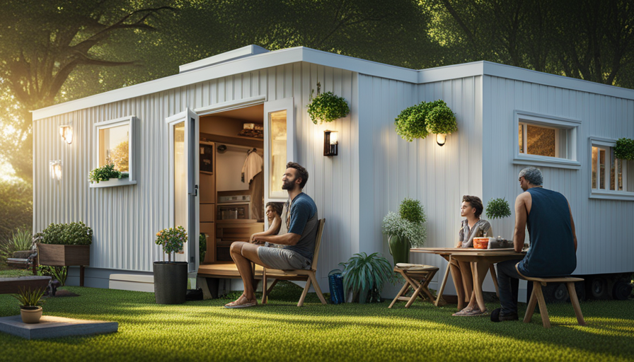 An image showcasing a serene, tight-knit Tiny House Community named Christian