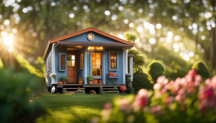 An image showcasing a cozy, self-sufficient tiny house built with the guidance of the Home Depot Book