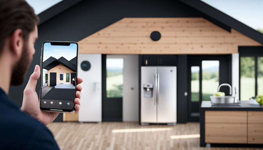 An image showcasing a mobile app with a sleek interface, displaying a variety of stunning tiny houses