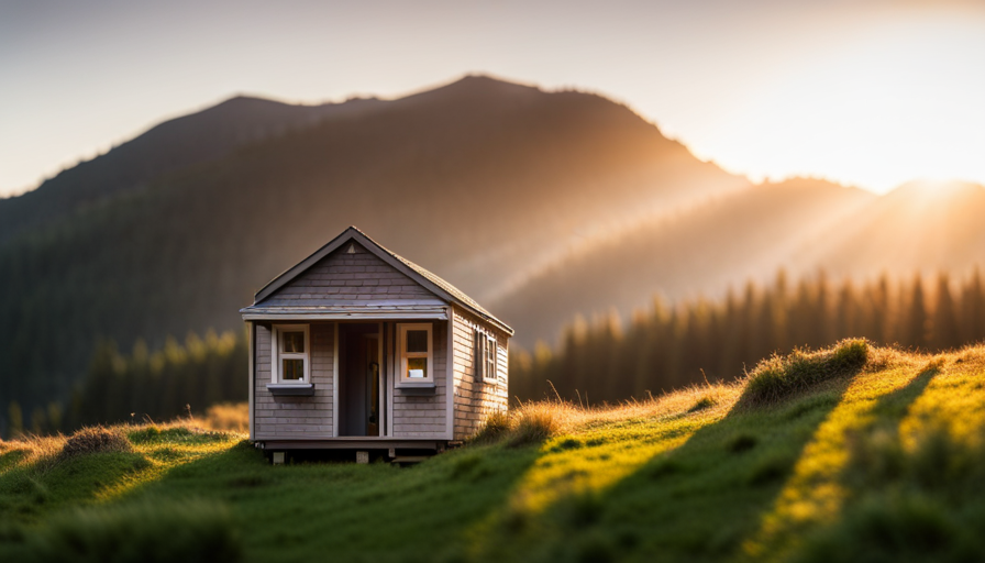 An image showcasing a cozy, compact tiny house nestled amidst breathtaking natural scenery