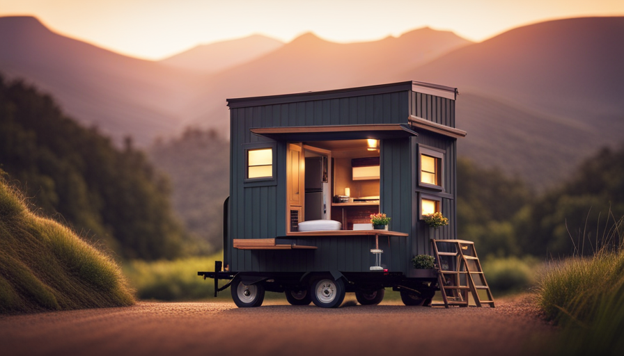 An image showcasing a sprawling, yet compact, tiny house on a trailer