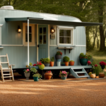 An image showcasing an 18-foot trailer with a charming, pint-sized house nestled atop