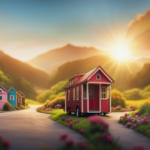 An image capturing the vibrant tapestry of the US tiny house community, illustrating a kaleidoscope of unique, whimsical dwellings nestled within a lush landscape, showcasing the diverse and flourishing micro-living movement