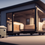 An image of a compact, minimalist tiny house on wheels, perched atop a sturdy, customized trailer
