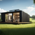 An image that showcases a compact, charming tiny house nestled amidst lush greenery, featuring an ingeniously designed water storage system