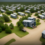  an aerial shot of the Palm Coast Tiny House Community, showcasing the vast expanse of its lots
