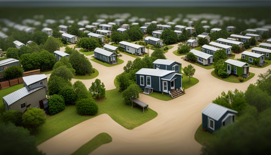 an aerial shot of the Palm Coast Tiny House Community, showcasing the vast expanse of its lots