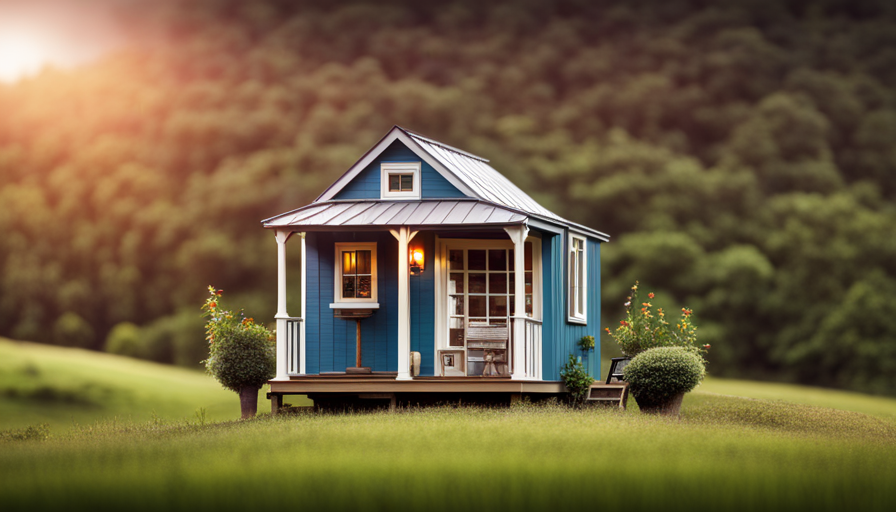 An image showcasing a charming, compact tiny house nestled amidst the picturesque landscapes of Tennessee