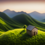 An image showcasing a serene landscape with a picturesque plot of land, surrounded by lush greenery and a panoramic mountain view, ready to be transformed into a cozy tiny house haven