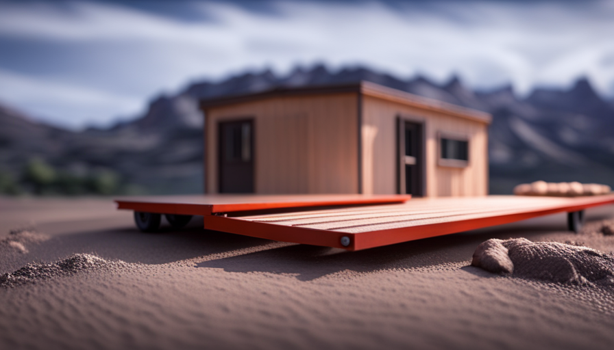 An image depicting a flatbed trailer transformed into a tiny house foundation