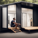 An image showcasing a sleek, minimalist tiny house design for homeless individuals