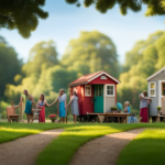 An image showcasing a vibrant tiny house community