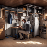 An image showcasing the intricate web of plumbing and electrical systems in a tiny house