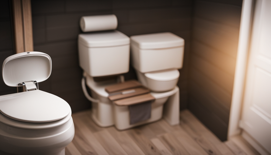 An image showcasing the inner workings of a tiny house toilet system