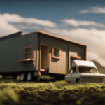 An image showcasing a sturdy truck hitched to a compact trailer, effortlessly supporting a charming tiny house on wheels