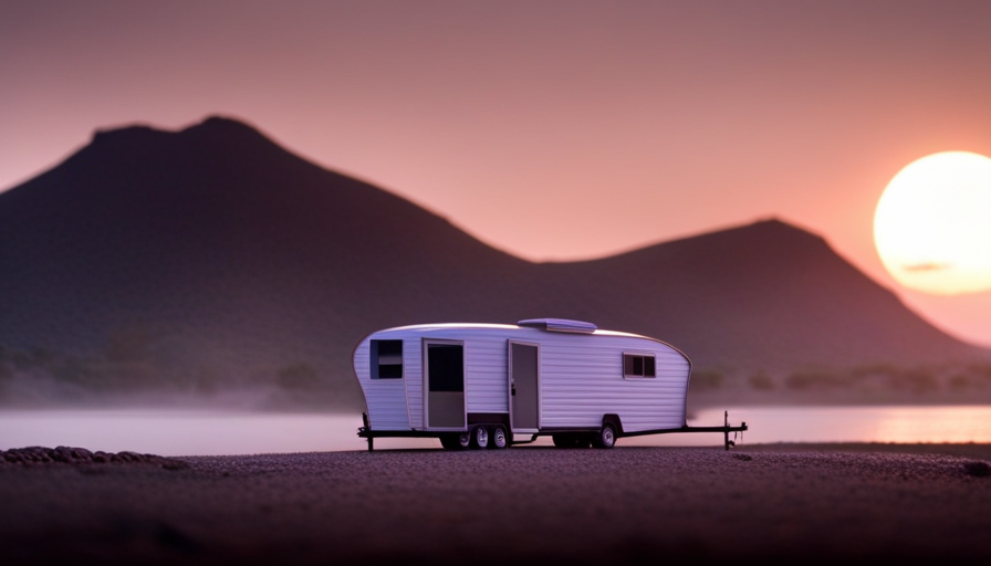 An image showcasing a gooseneck trailer, its height clearly depicted in relation to a tiny house