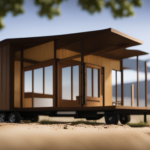 An image capturing a custom-made tiny house on wheels trailer, showcasing its edges adorned with sturdy and sleek angle iron
