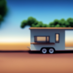 An image showcasing a tiny house trailer, stretching across the scenic horizon