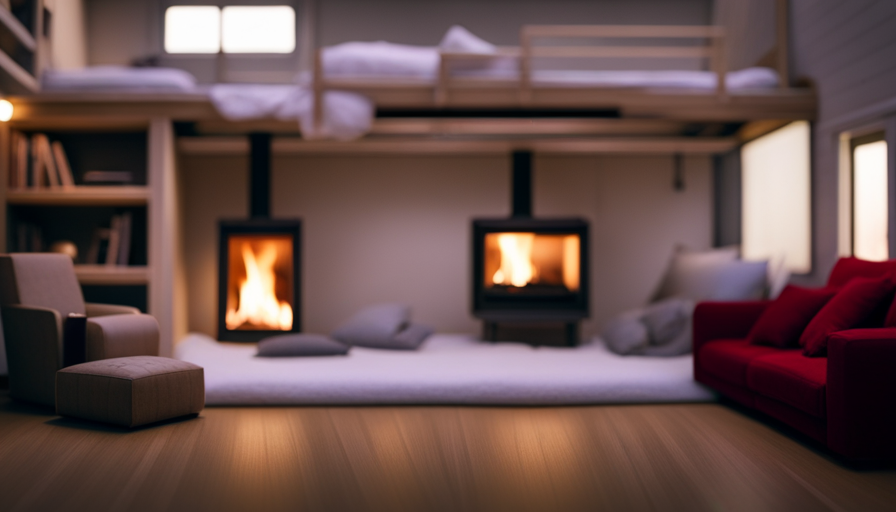 An image showcasing a cozy, minimalist interior of a tiny house