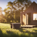 An image showcasing an idyllic countryside setting with a partially constructed tiny house