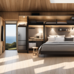 An image showcasing a cozy, minimalist living space inside a tiny house
