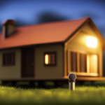 An image featuring a small, cozy tiny house nestled in a picturesque natural setting, illuminated by a soft glow emanating from its windows, with a power meter prominently displayed nearby