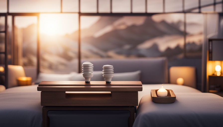 An image showcasing a cozy and minimalist tiny house interior, revealing the perfect balance of warm ambient lighting
