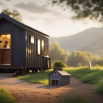 An image showcasing a charming, fully-furnished tiny house, nestled amidst a picturesque landscape