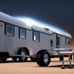 An image showcasing a custom-built tiny house trailer, capturing its sturdy steel frame, durable tires, and adjustable hitch, highlighting the intricate welding and the trailer's dimensions, conveying the essence of its cost and value