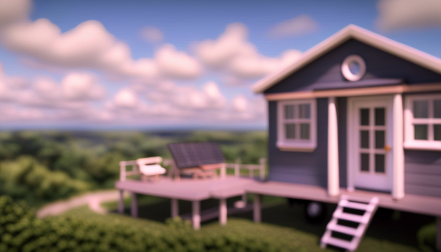 An image displaying an aerial view of a charming tiny house set against the backdrop of Florida's lush landscape