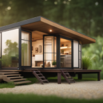 An image capturing a serene 400 sq ft tiny house nestled amidst lush greenery, showcasing its thoughtfully designed exterior