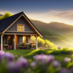 An image showcasing a quaint, cozy tiny house nestled amidst a picturesque landscape
