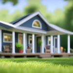 An image showcasing a tiny house nestled among lush green trees, with a charming porch adorned with potted plants and a cozy hammock