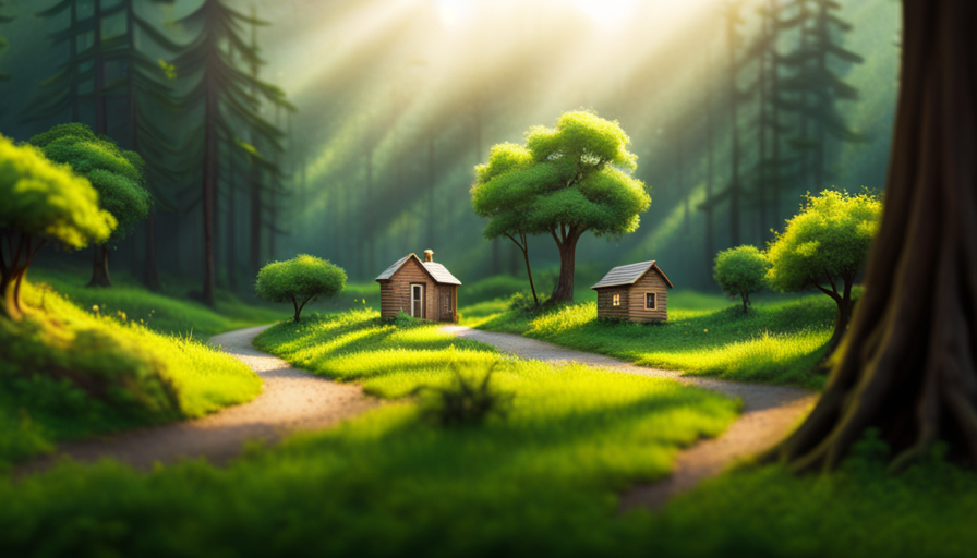 An image of a serene, secluded forest landscape with a winding path leading to a hidden clearing