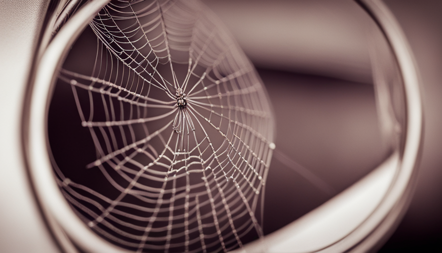 An image showcasing a close-up of a spider web tucked in the corner of a room, with a magnifying glass revealing the intricate details of the tiny spiders crawling around, capturing the essence of the blog post topic