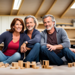 An image capturing the present lives of Tony and Lori from Tiny House Nation: Tony, a successful architect, designing eco-friendly homes, while Lori operates a flourishing organic farm with chickens and vibrant crops