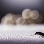 An image showcasing a pristine white kitchen countertop with a cluster of minuscule black insects, their glossy exoskeletons glinting under soft, warm light, evoking curiosity about the elusive tiny black bugs lurking in our homes