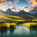 An image featuring a picturesque landscape of the majestic Rocky Mountains in Colorado, dotted with tiny houses nestled harmoniously amidst lush forests, serene lakes, and charming small towns, inviting readers to explore the perfect locations for their tiny house dreams