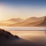An image showcasing the diverse landscapes that accommodate tiny house living: a lush forest nestled between towering mountains, a serene lakeside oasis, a quaint coastal town, and an expansive desert with rolling dunes