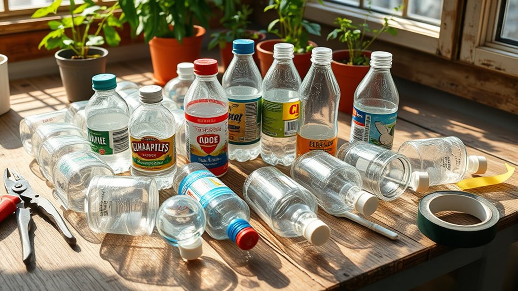 gather and prepare recycled bottles