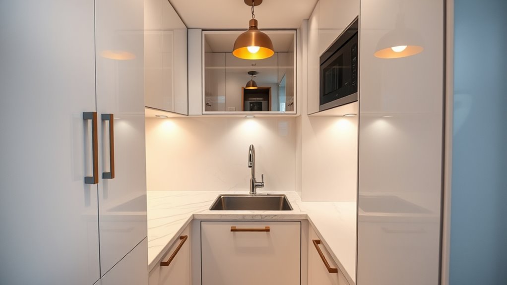 layered lighting and reflective surfaces