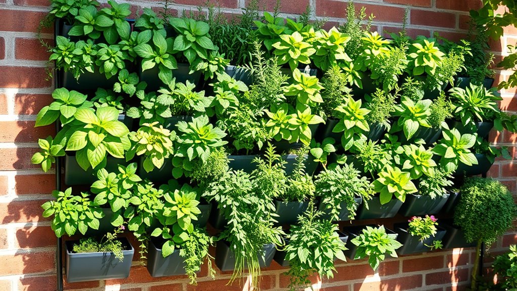 multiple herbs on wall