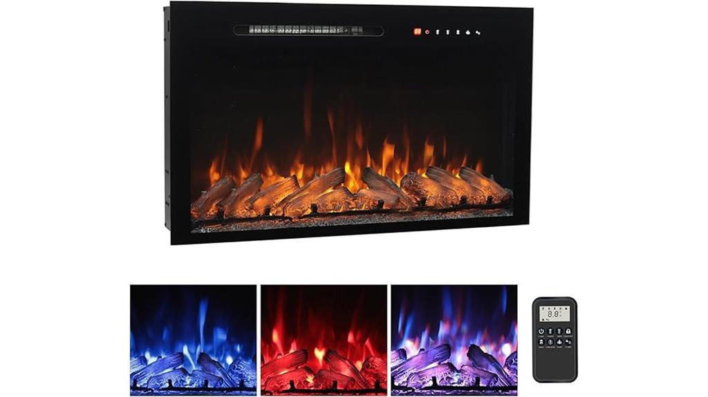 33 inch black electric fireplace