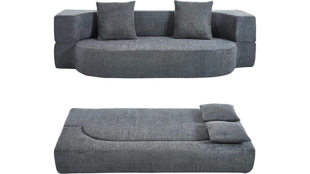 convertible sofa bed with pillows