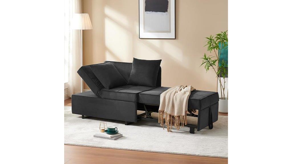 convertible sofa with pillows