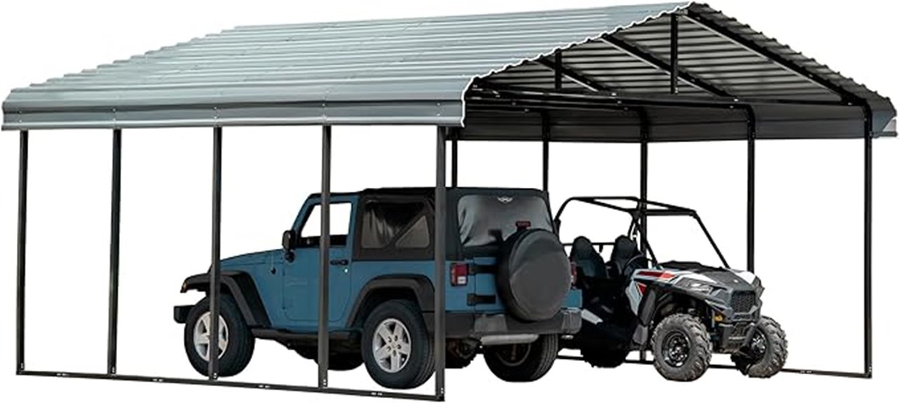 full size steel double carport