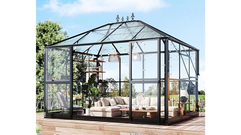 glass paneled greenhouse doors